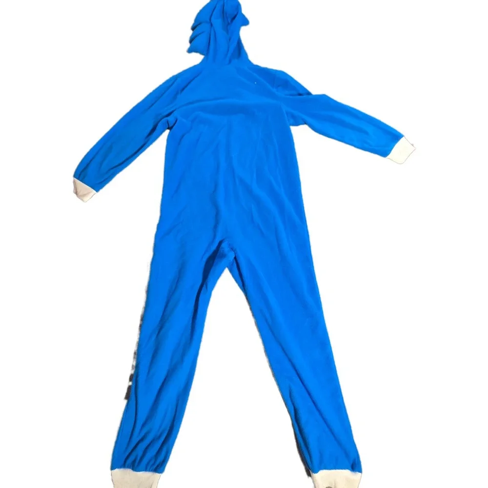 Sonic the Hedgehog 2 Boys Blue Fleece‎ One Piece Pajama Union Suit Size M 8